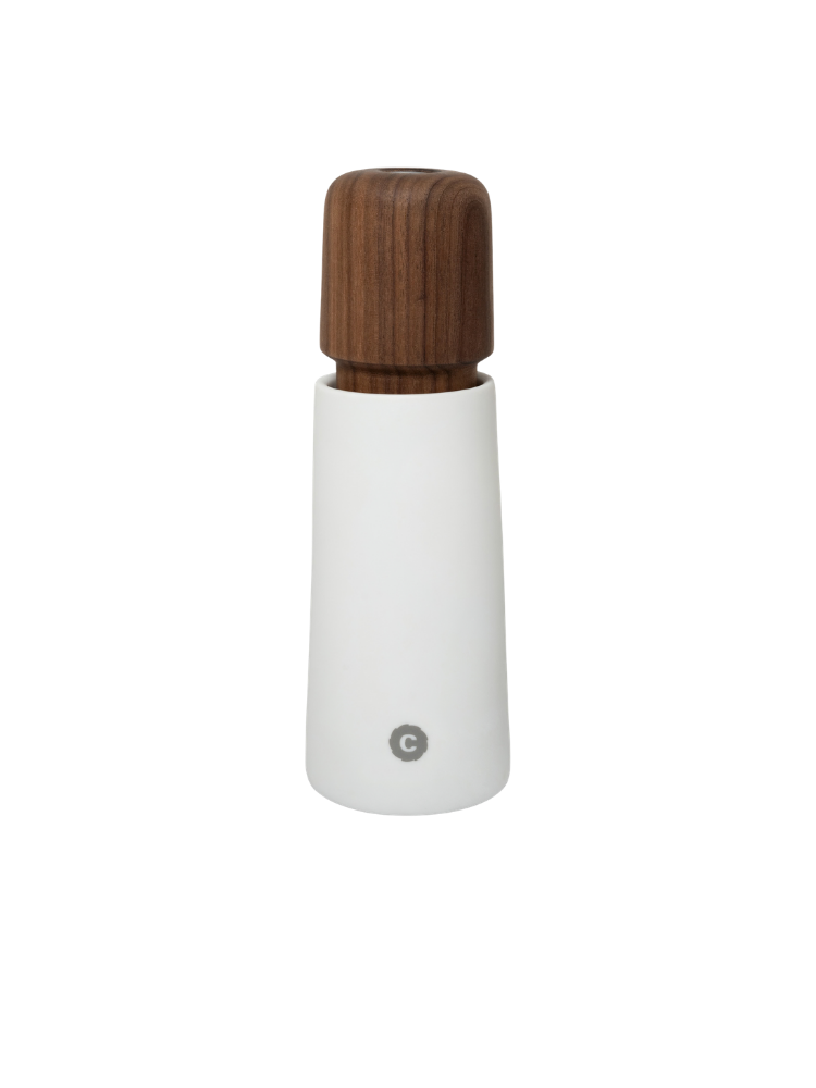 Stockholm - 17cm - White Porcelain/Walnut