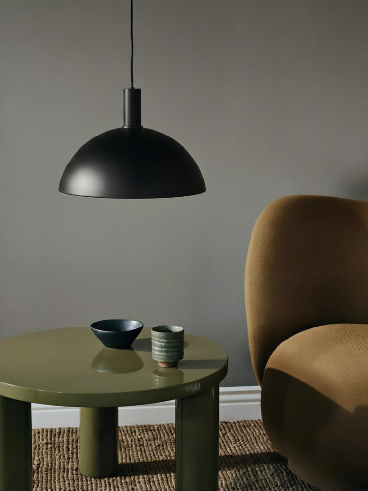 Collect Dome Shade & Pendant Set Black Brass