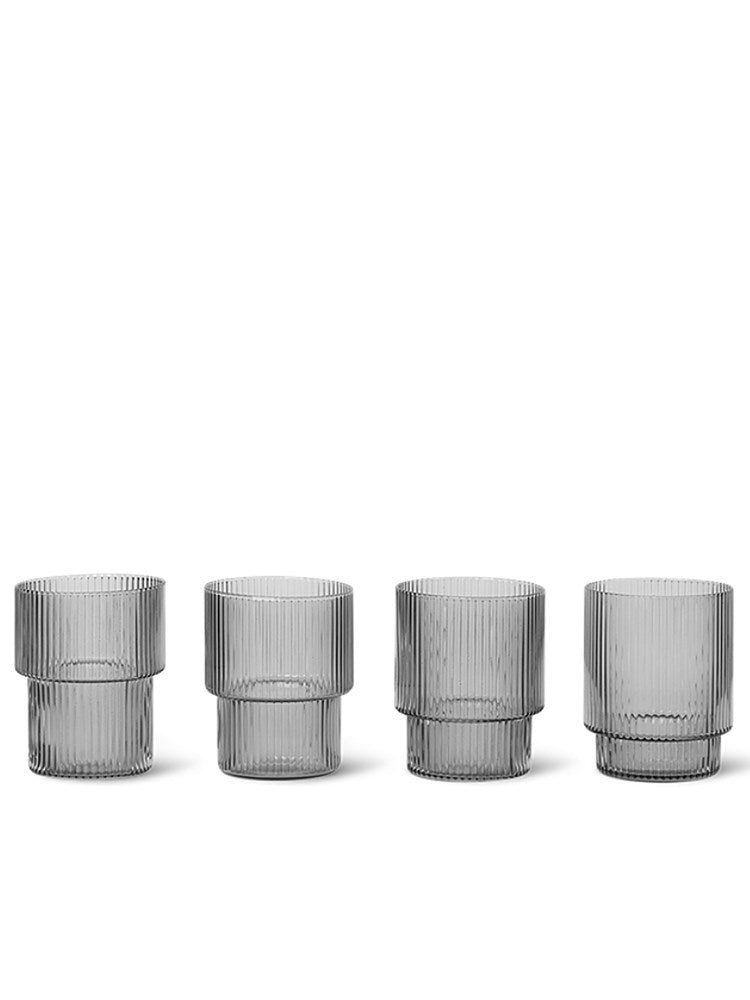 Ripple Glasses - Set of 4 - Smoked Grey