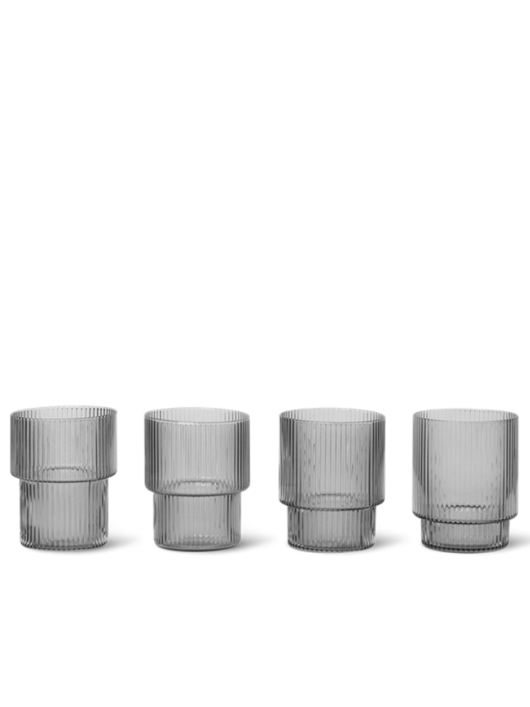 Ripple Glasses - Set of 4 - Smoked Grey