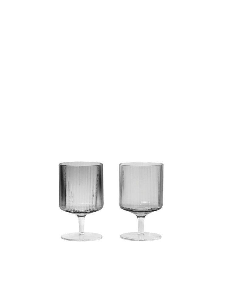 Ripple Wine Glasses - Set of 2 - Smoked Grey