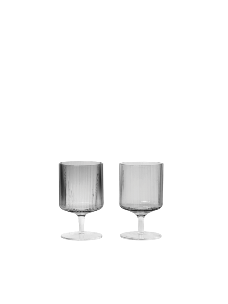 Ripple Wine Glasses - Set of 2 - Smoked Grey