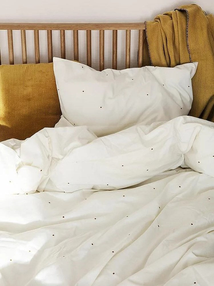 Dot Bedding Off-White Single
