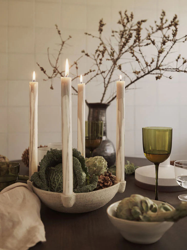 Bowl Candle Holder - L - Ceramic - Light Grey (Sample)