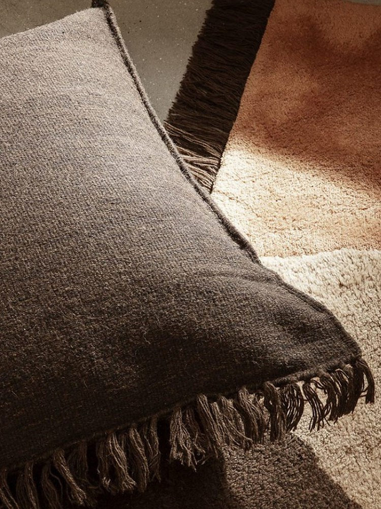 Kelim Fringe Cushion - L - Dark Melange