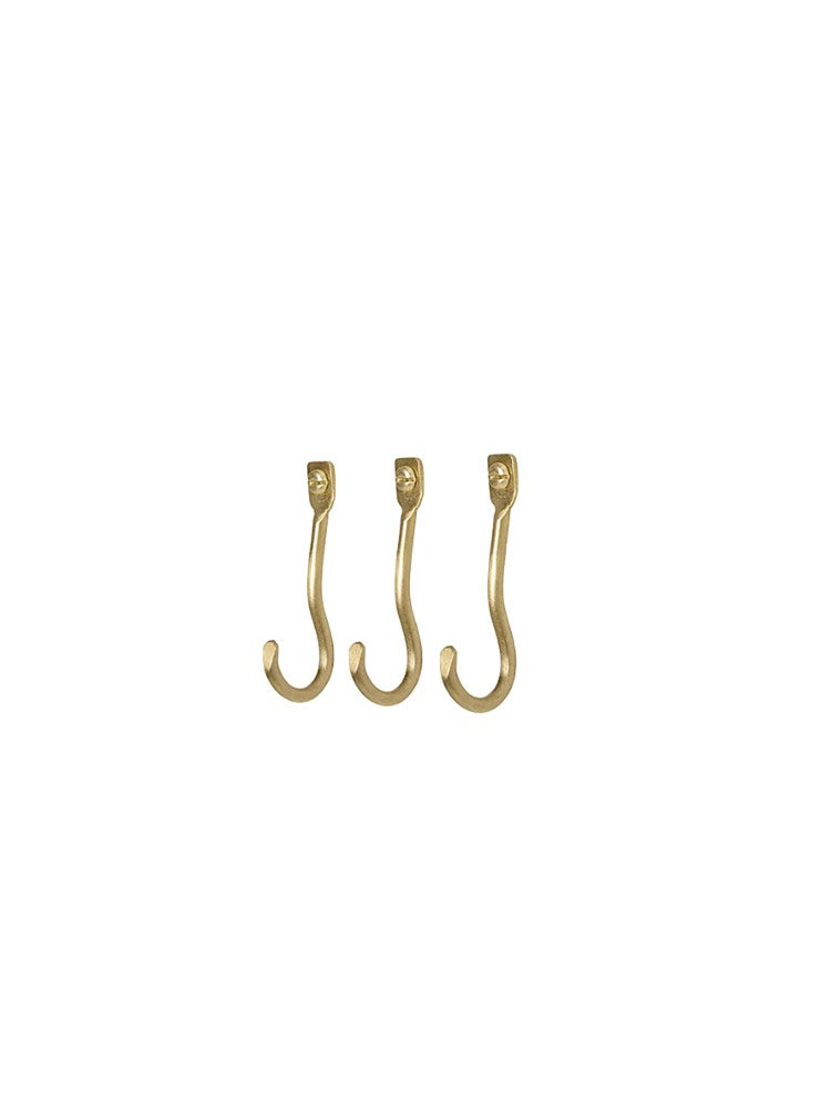 Curvature Hooks - Set of 3 - Brass