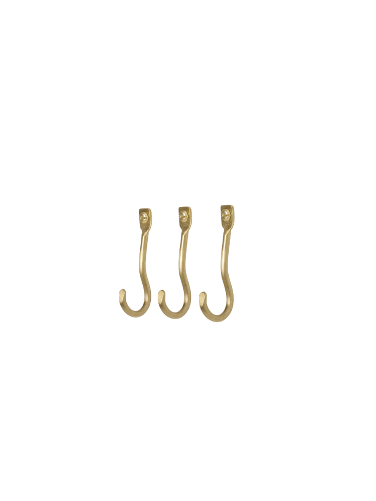 Curvature Hooks - Set of 3 - Brass