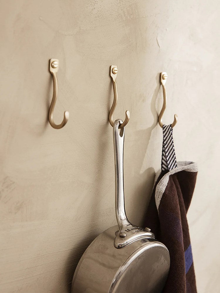 Curvature Hooks - Set of 3 - Brass