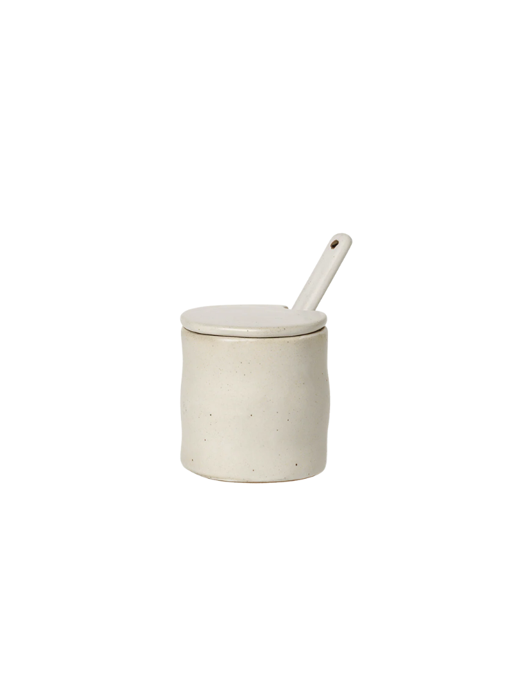 Flow Jar with spoon - Off-white Speckle