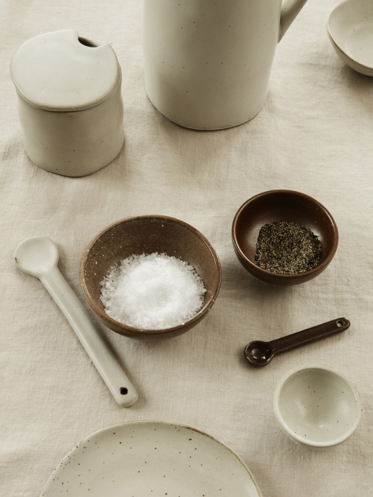 Flow Jar with spoon - Off-white Speckle