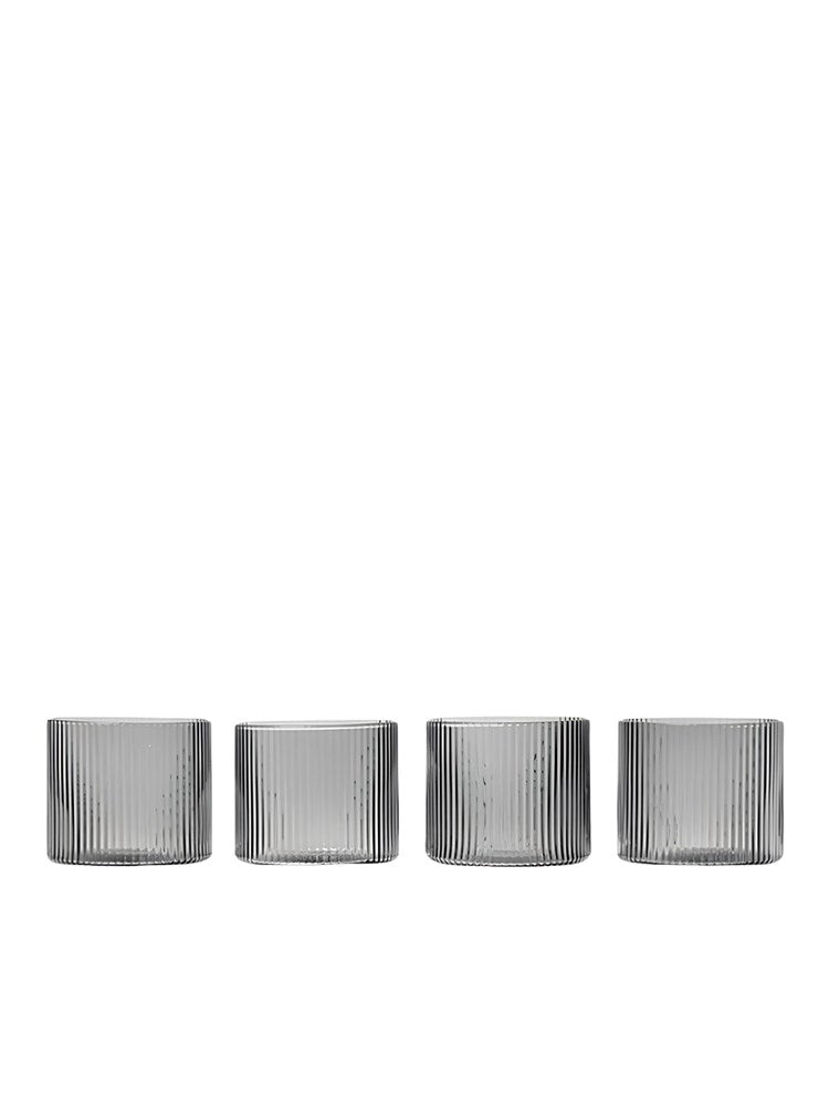 Ripple Low Glasses - Set of 4 - Smoked Grey