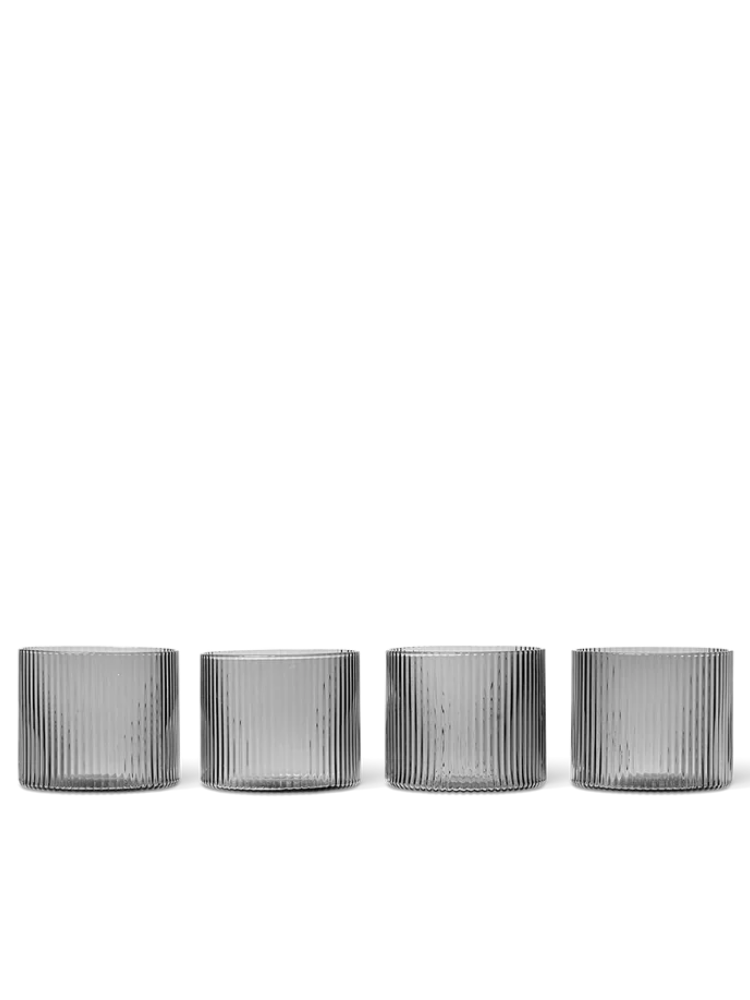 Ripple Low Glasses - Set of 4 - Smoked Grey