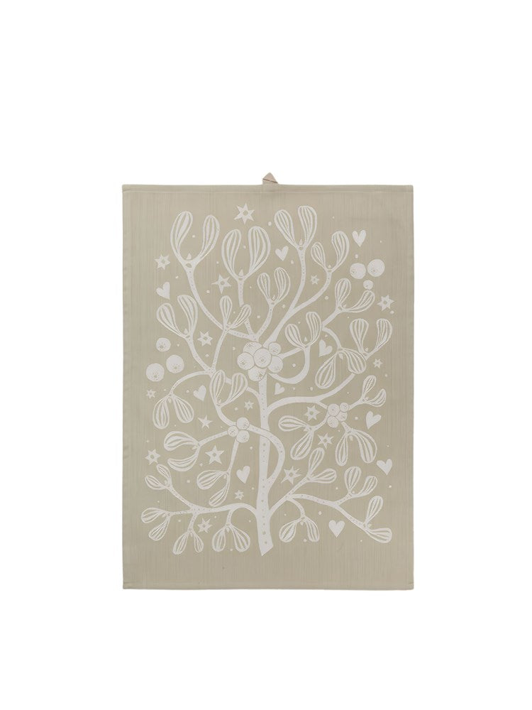 Mistletoe Tea Towel - Sand