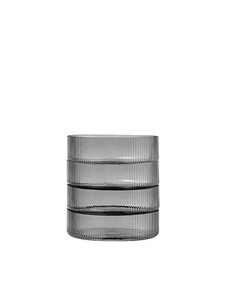Ripple Serving Bowls - Set of 4 - Smoked Grey