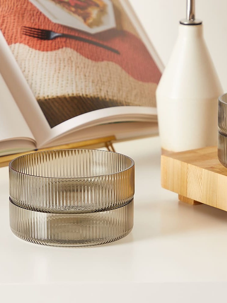 Ripple Serving Bowls - Set of 4 - Smoked Grey