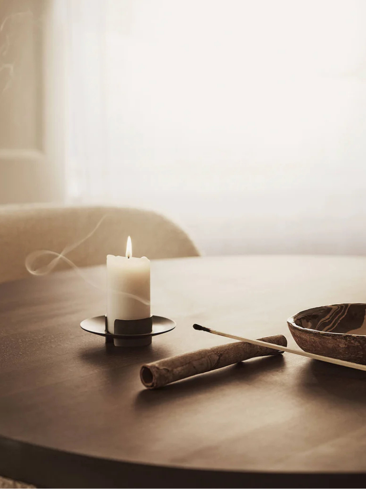 Block Candle Holder - Black Brass