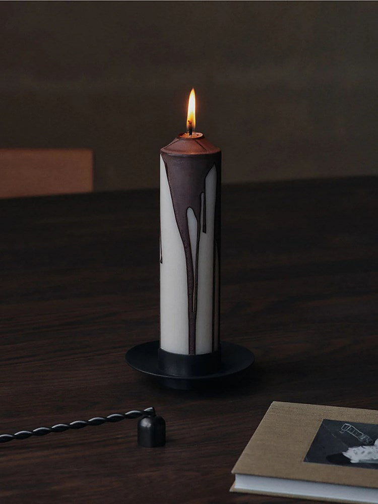 Block Candle Holder - Black Brass