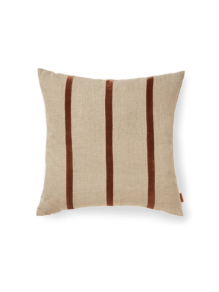 Senti Stripe Cushion - Linen/Carob Brown