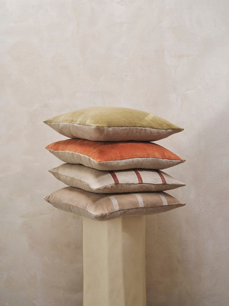 Senti Stripe Cushion - Linen/Carob Brown