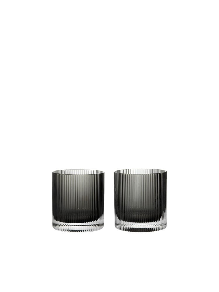 Ripple Tumbler Glasses - Set of 2 - Smoked Grey
