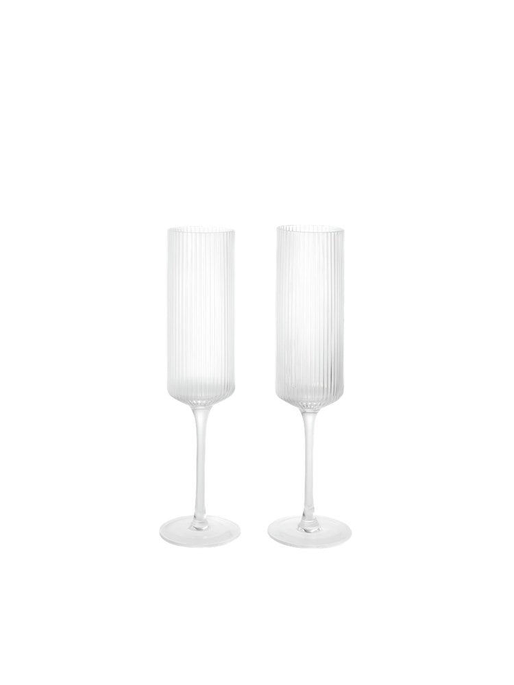 Ripple Champagne Flutes - Set of 2 - Clear