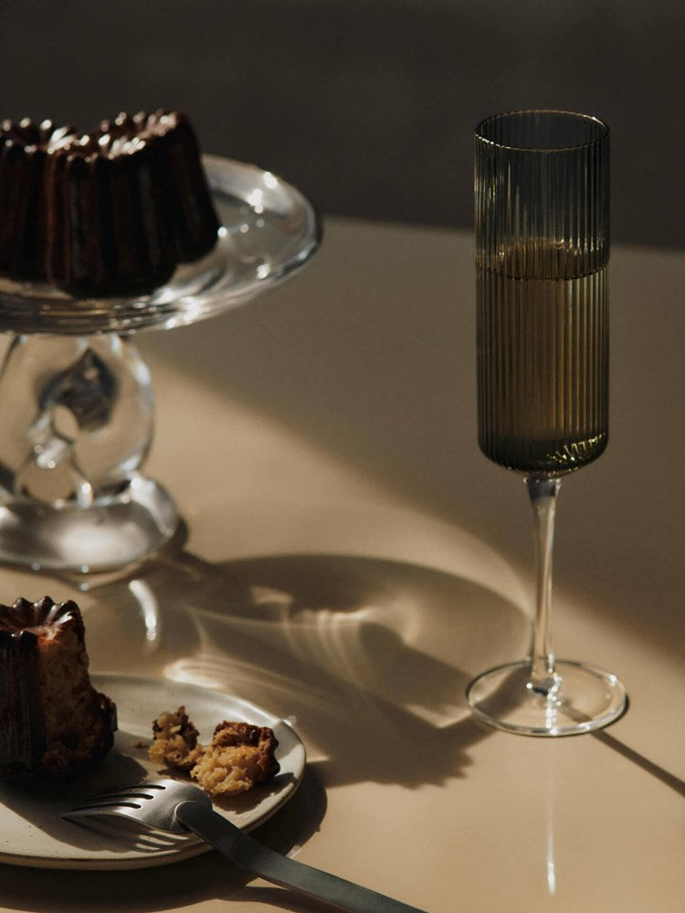 Ripple Champagne Flutes - Set of 2 - Smoked Grey