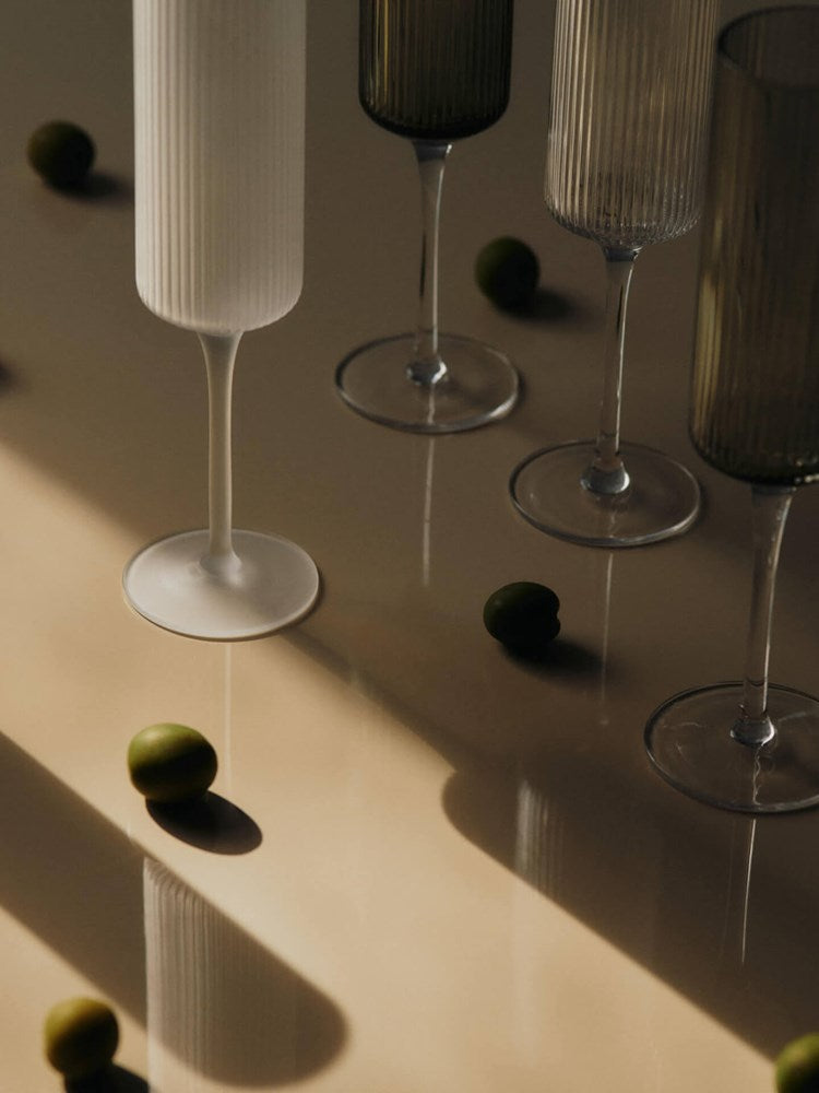 Ripple Champagne Flutes - Set of 2 - Frosted