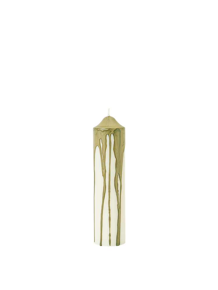 Dryp Pillar Candle - H20 - Olive Green