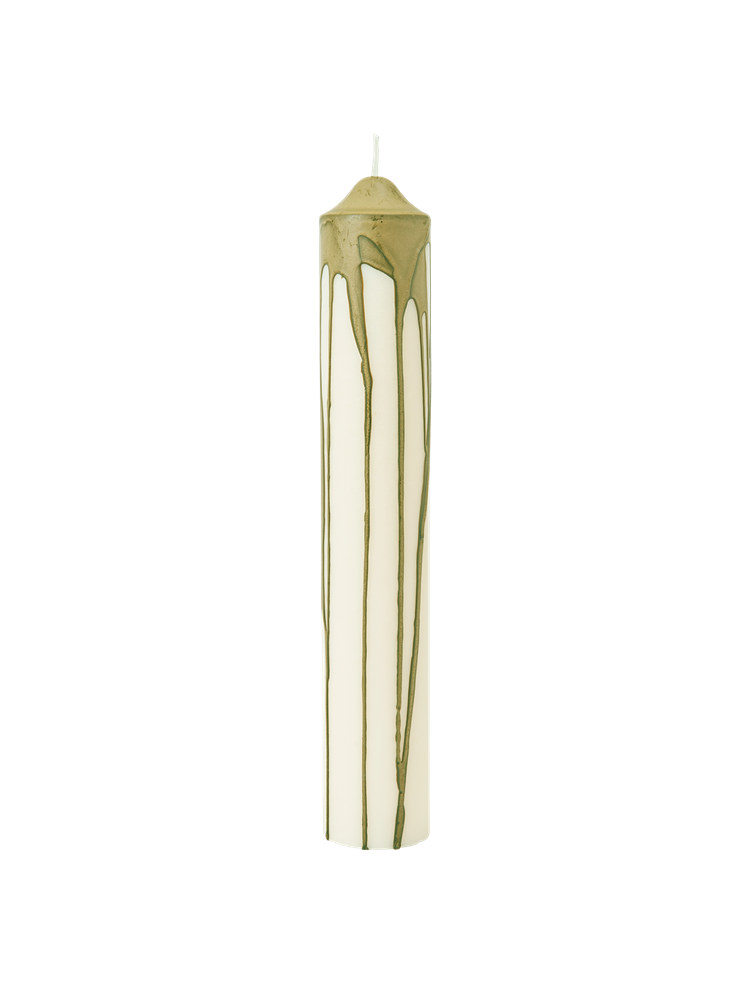 Dryp Pillar Candle - H30 - Olive Green