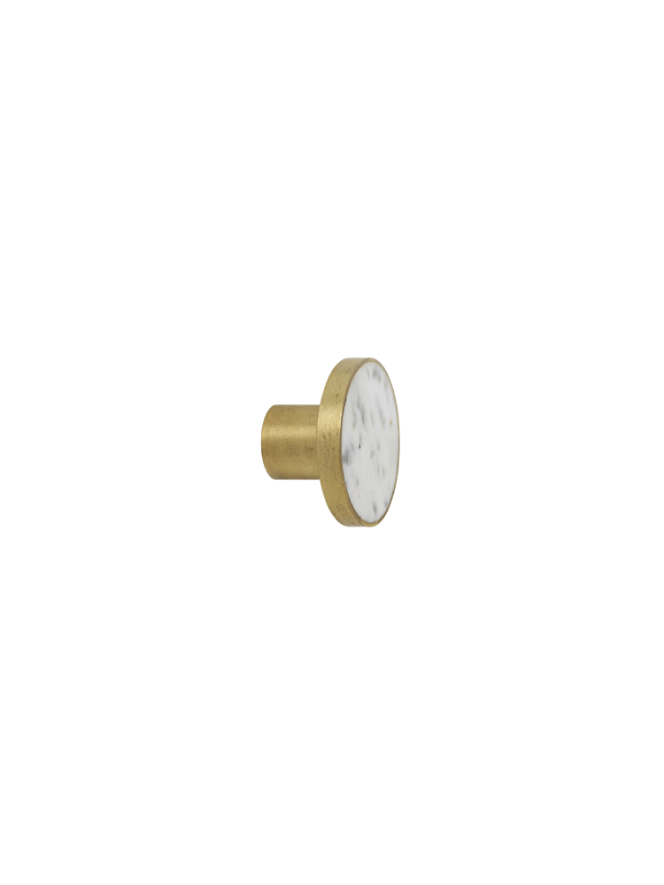 Brass Hook - White Marble LRG