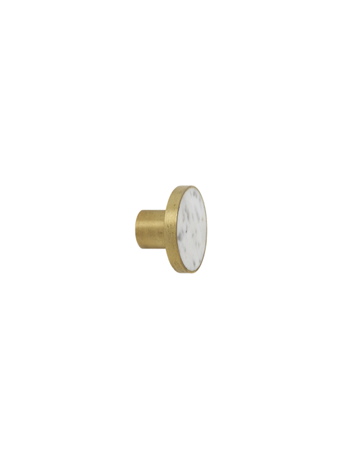 Brass Hook - White Marble LRG