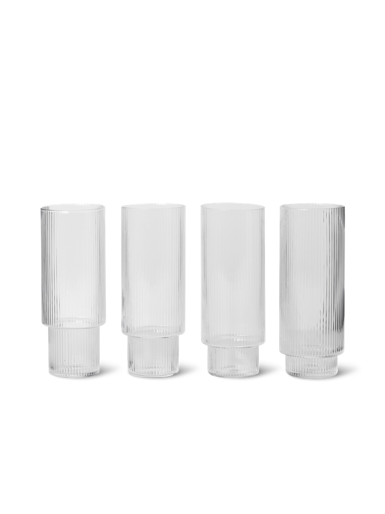 Ripple Long Drink Glasses - Set of 4 - Clear (Sample)