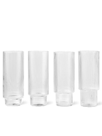 Ripple Long Drink Glasses - Set of 4 - Clear