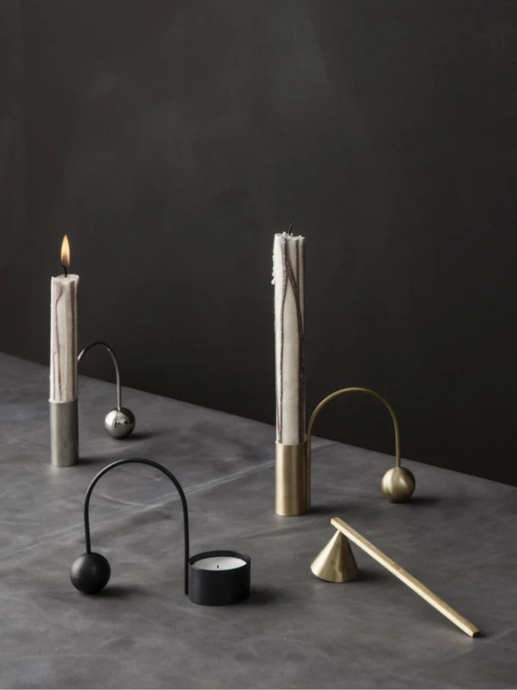 Balance Tealight Holder - Black Brass